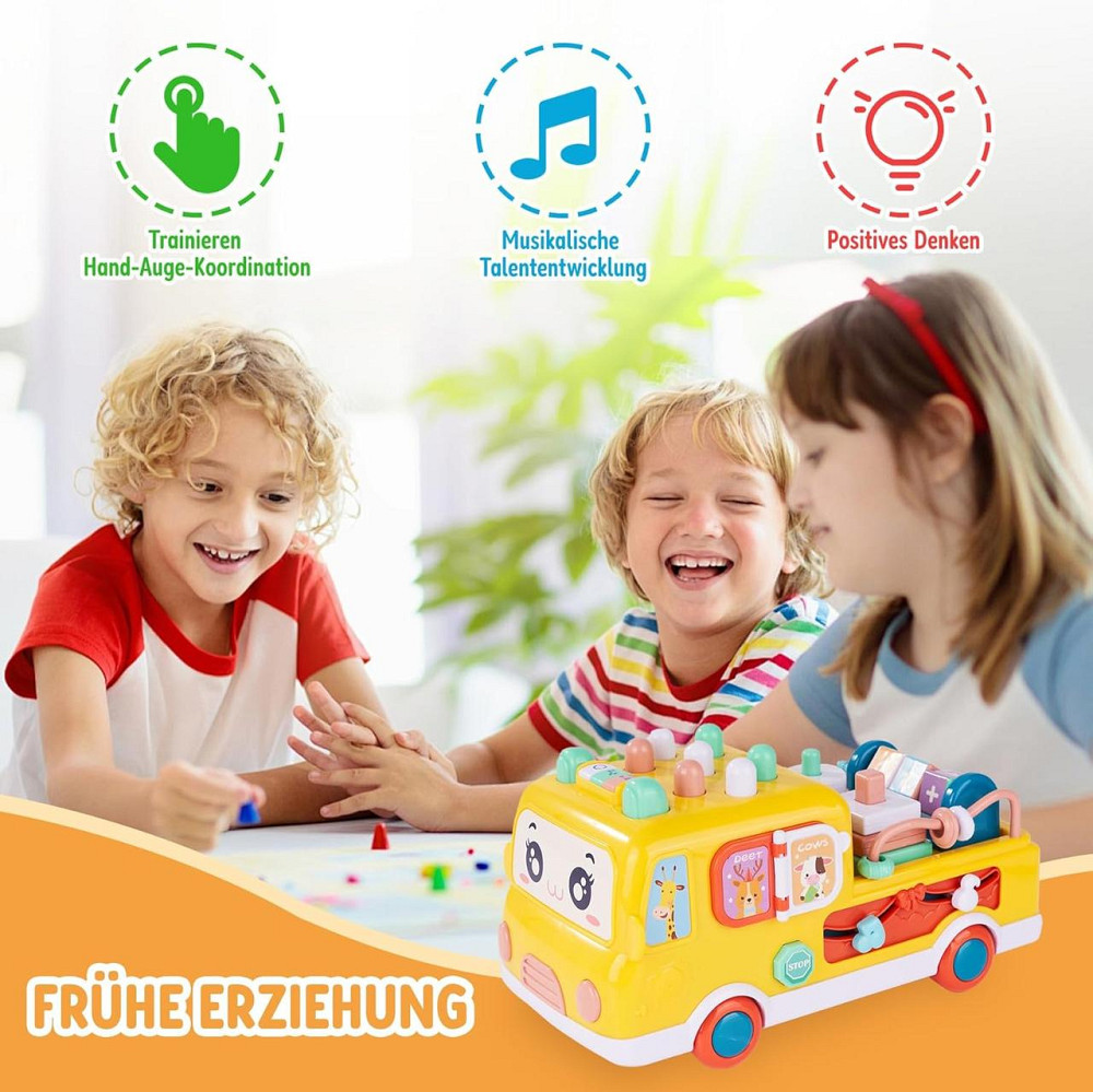 Автобус музыкальный для детей, Игрушка для младенцев, машинка с молоточком, подсветкой и песнями, для развития Киев - изображение 6