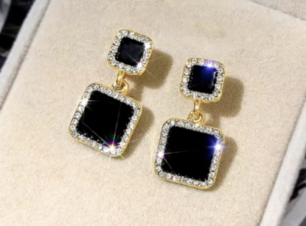 Сережки з чорним камінням Сміла - фото 4