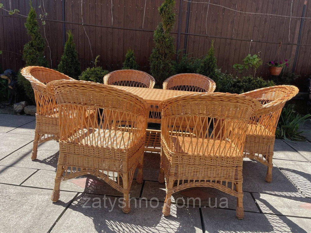 Меблі з лози на 6 людей з великим столом Київ - фото 10