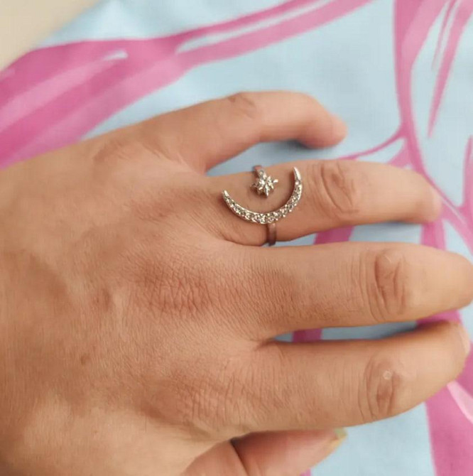 Кольцо Луна и Звезда со стразами — регулируемое кольцо Киев - изображение 2