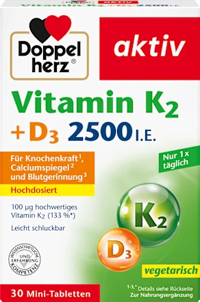 Doppelherz Vitamin K2 + D3 2500 I.E. Tabletten 30 St Витамин K2 + D3 Киев