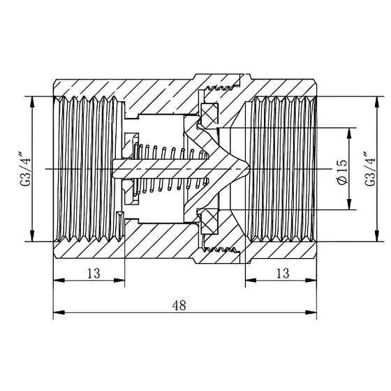 Клапан зворотній конусний Koer KR.176-20.WN - 3/4" (KR5779) Київ
