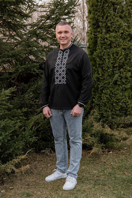 Вишиванка чоловіча лляна, чорна, топ 56/58   одяг Київ - фото 1