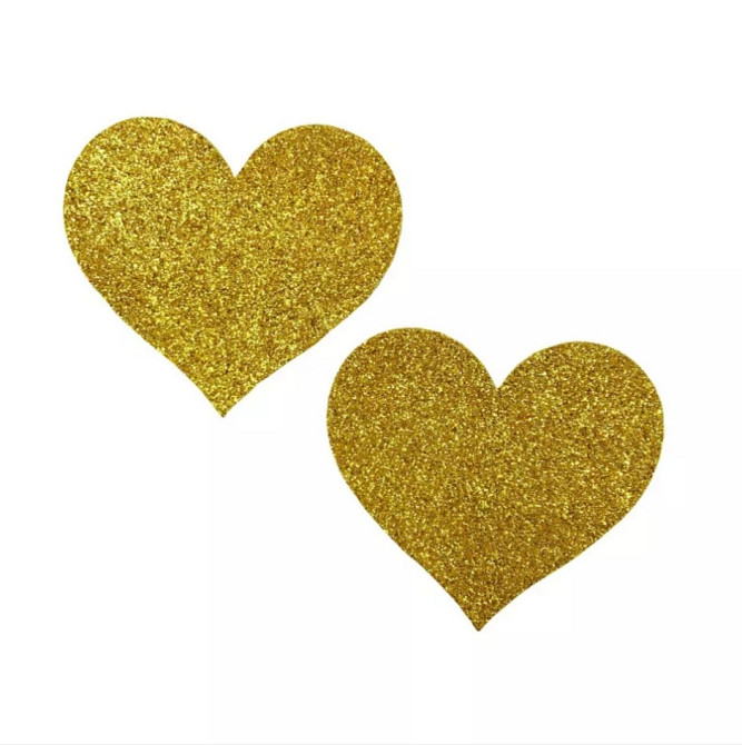 Прикраси для сосків Сердечка, колір золото з блискітками - розмір 8*7см Київ - фото 1
