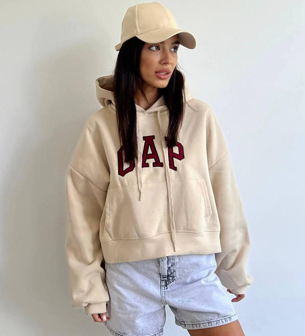 Женская утепленная укороченная худи кенгуру турецкая трехнить на флисе Одесса - изображение 1