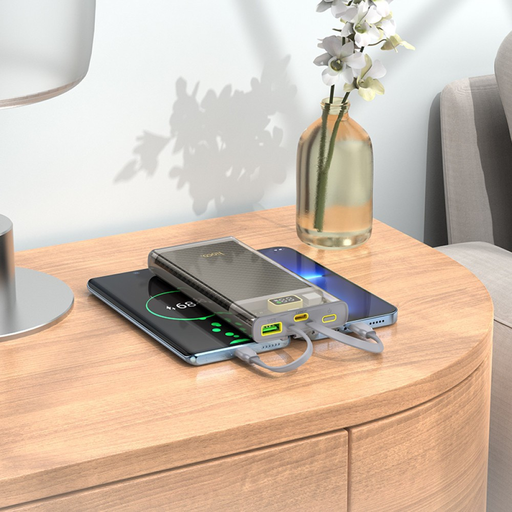 Зовнішній акумулятор HOCO J104 Discovery edition 22.5W fully compatible power bank with cable(10000mAh) Gray Київ - фото 8