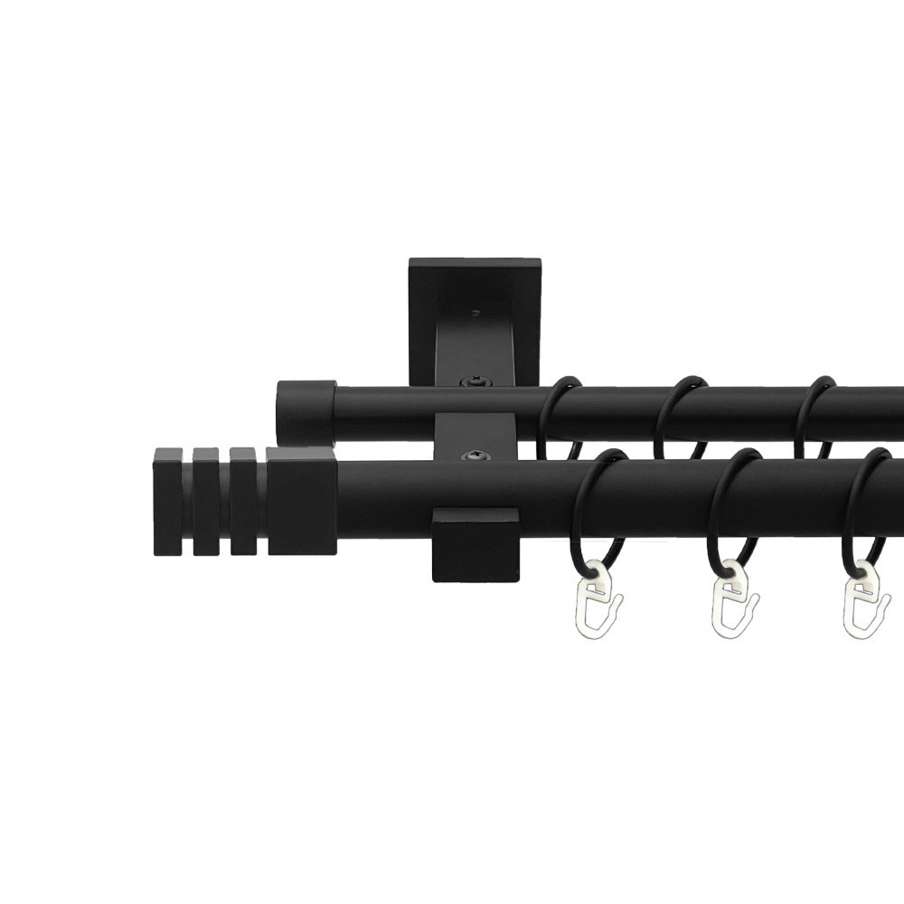 Карниз Orvit Акорда металевий дворядний техно гладка труба кільце металеве Чорний Оксамит 25\19 мм 200 см Львов - изображение 1