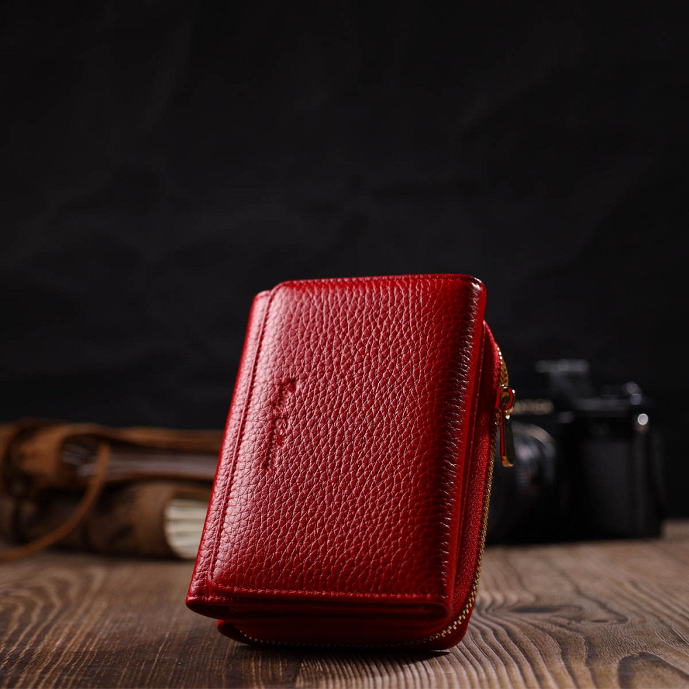 Портмоне женское в три сложения из натуральной кожи Красный (Tony Bellucci) Киев - изображение 3