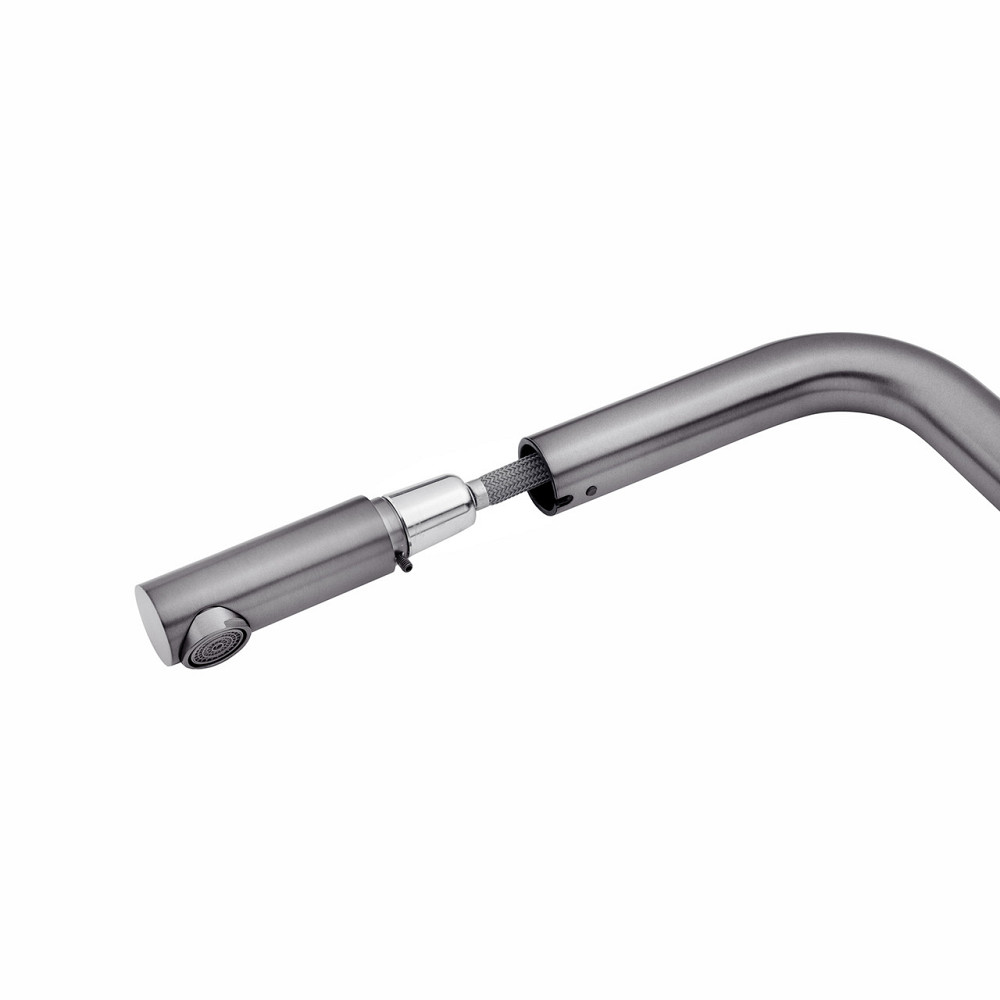 Змішувач для кухні з висувним виливом Kroner KRPё Edelstahl Klassisch - PVD03917 графіт Київ - фото 9