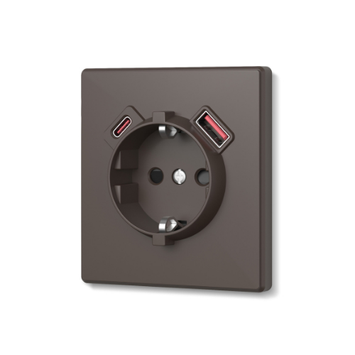 Розетка одинарна з/з USB-A+C 20W моко VIDEX NOTA (VF-NT-SK1GUC-BR) Житомир - фото 2