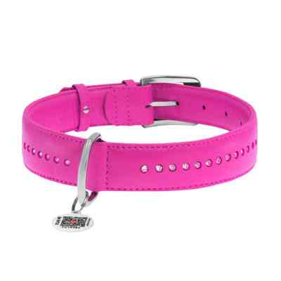 Нашийник для тварин WAUDOG Glamour з QR-паспортом, подвійний Ш 20 мм Д 30-39 см рожевий (38767) Вінниця