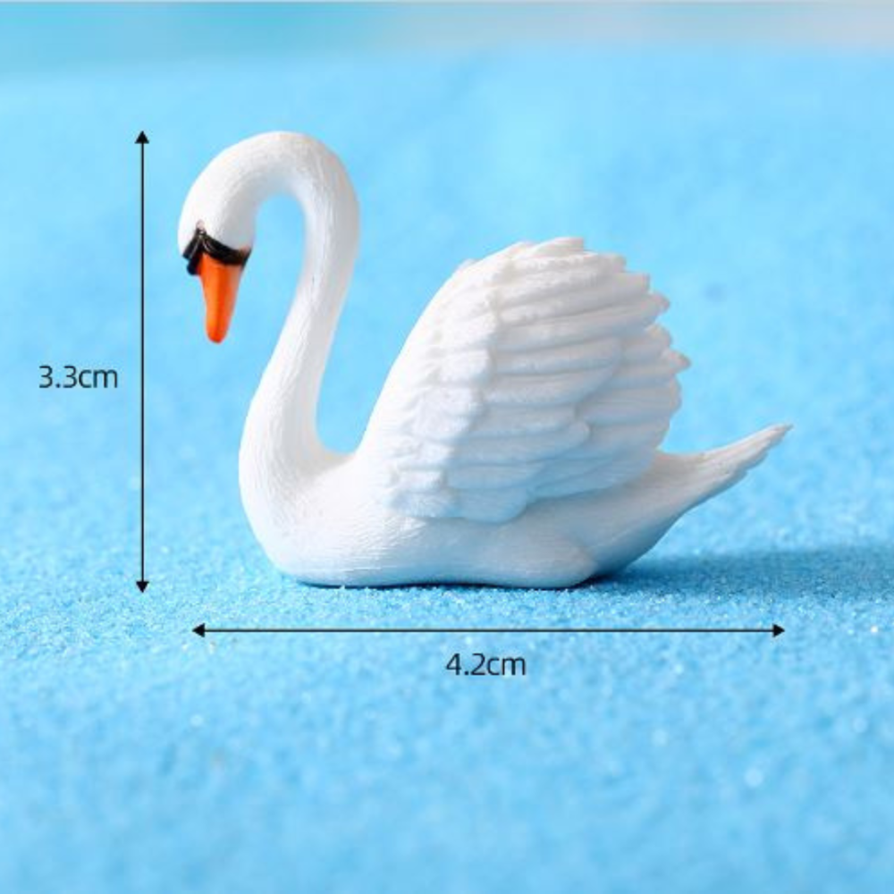 Мініатюрні фігурки пара Лебедів 4.2 х 3.3 см для міні-саду, флораріуму. Одеса - фото 2