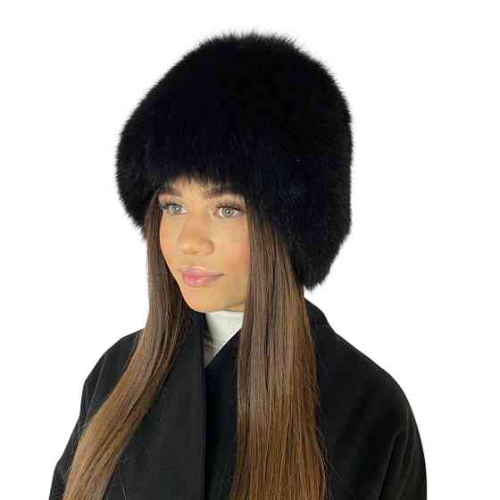 Шапка женская меховая кубанка песцовая Шарлотта Черный Харьков