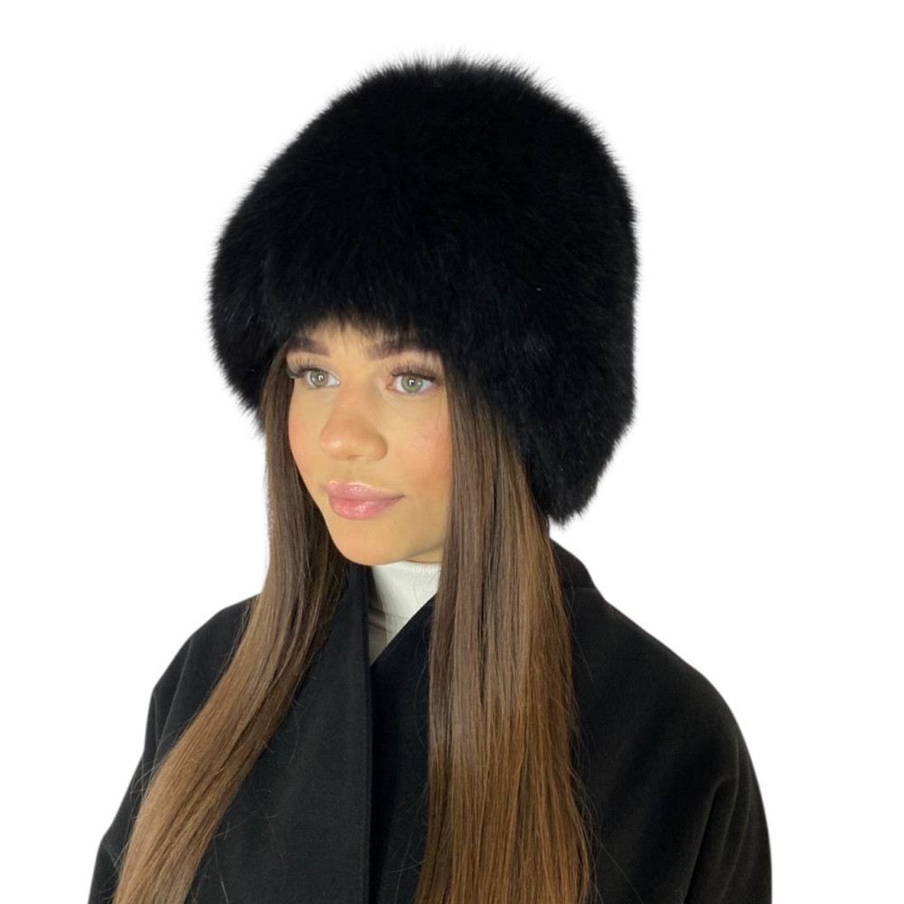 Шапка женская меховая кубанка песцовая Шарлотта Черный Харьков - изображение 4