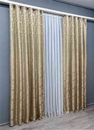 Комплект готових штор VR-Textil Жакард Magic № 1604ш Пісочний 145х270 см 2 шт (33-0574) Київ