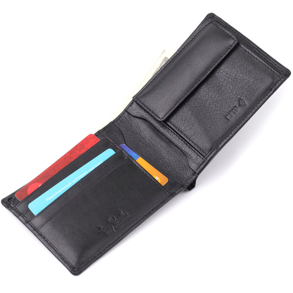 Чоловічий гаманець без застібки з натуральної шкіри Tony Perotti 20843_1 (534+rfid nero) Чорний Київ - фото 6