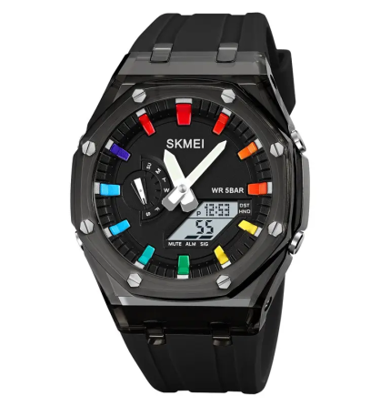 Годинники чоловічі спортивні Skmei 2100 (Чорні з білим екраном) Київ