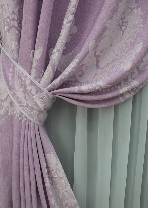 Комплект готовых штор VR-Textil Жаккард 1408ш сиреневый 150х270 см 2 шт (33-0273) Киев - изображение 5
