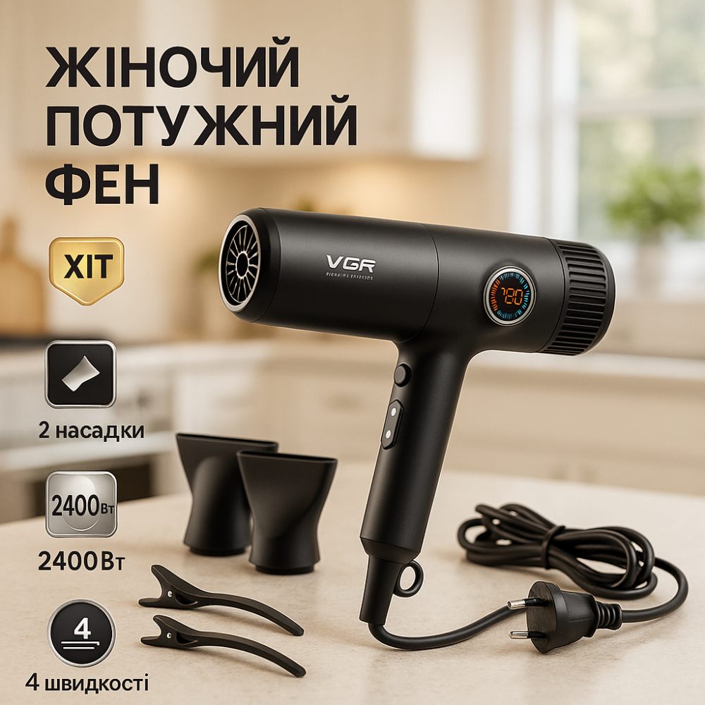 Фен с холодным и теплым режимами VGR V-469 2400Вт, Мощный универсальный фен Мощный для волос NR-36 Львов - изображение 18