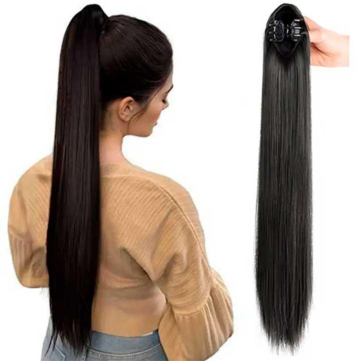 Шиньйон накладний хвіст на шпильці Didaka пряме волосся — 50 см "Брюнетка" Вінниця - фото 1