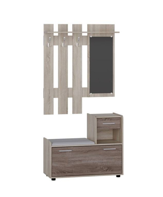 Прихожая Эверест Тандем с вешалкой и тумбой (правая) для обуви сонома + трюфель (DTM-2457) Днепр - изображение 1