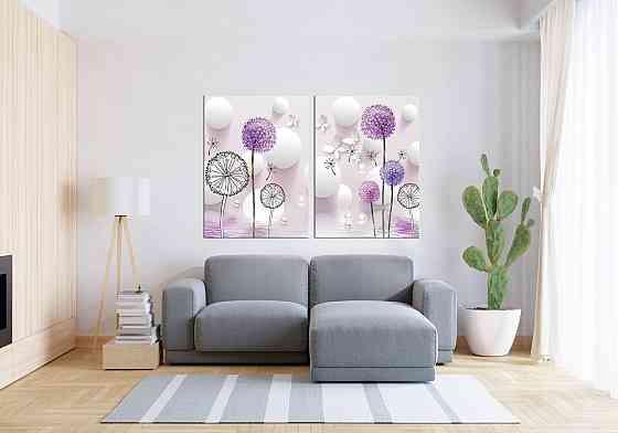 Модульная картина в гостиную / спальню  Білі кульки з Куль-бабами  TLV-2_087 120х170 см Київ