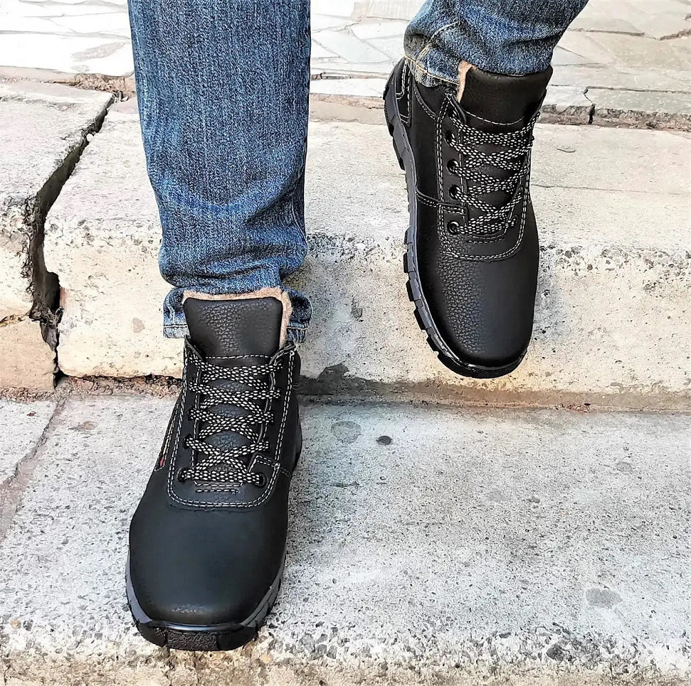 Ботинки Зимние Мужские Кроссовки на Меху Чёрные Зима (размеры: 41) Видео Обзор Днепр - изображение 3