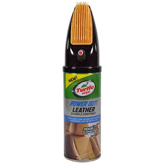 Очиститель и кондиционер для кожи Turtle Wax Leather Cleaner & Conditioner Power Out Odor-X с щеткой, 400 мл Ковель
