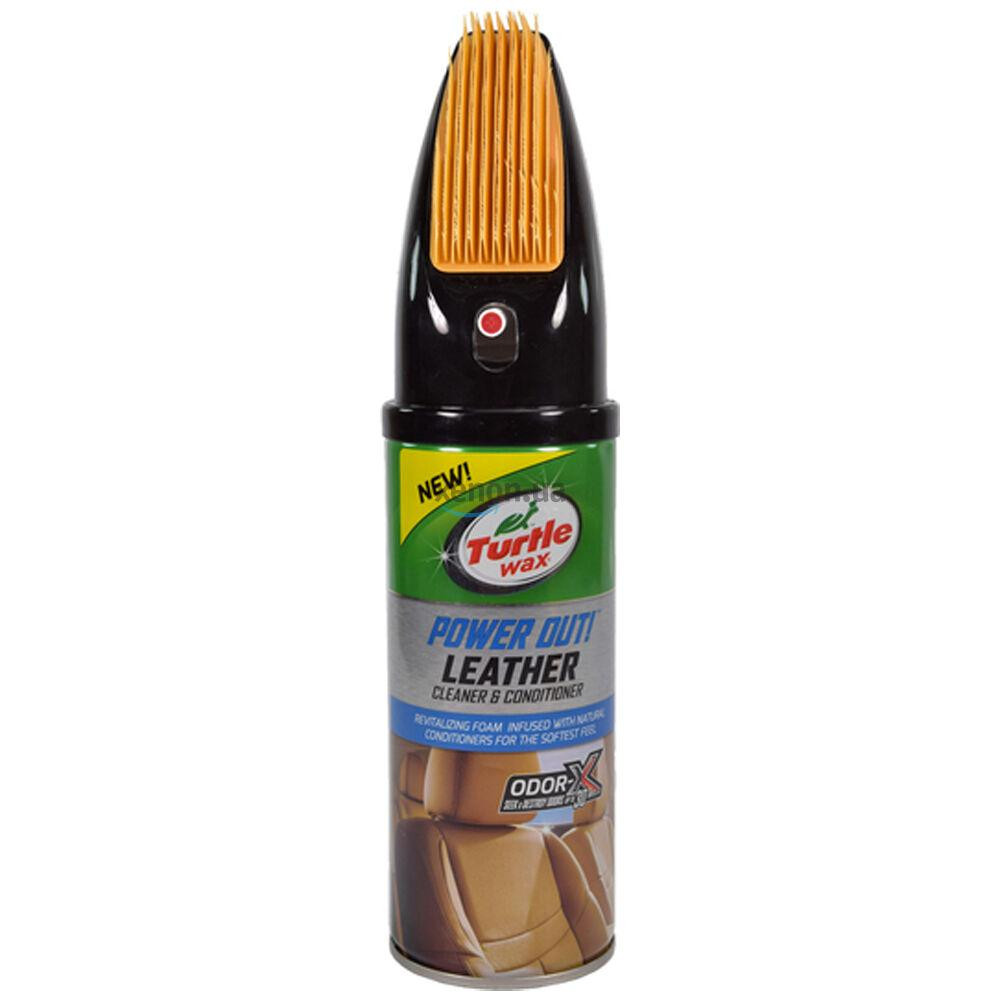 Очиститель и кондиционер для кожи Turtle Wax Leather Cleaner & Conditioner Power Out Odor-X с щеткой, 400 мл Ковель - изображение 1