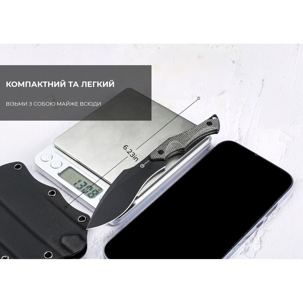 Ніж фіксований тактичний Civivi Vaquita II, (8.1 см) Nitro-V / Micarta чорний Київ - фото 8