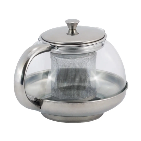 Заварник 800мл зі з'ємним ситечком скло/нержавіюча сталь 4316 KAMILLE Житомир - фото 4