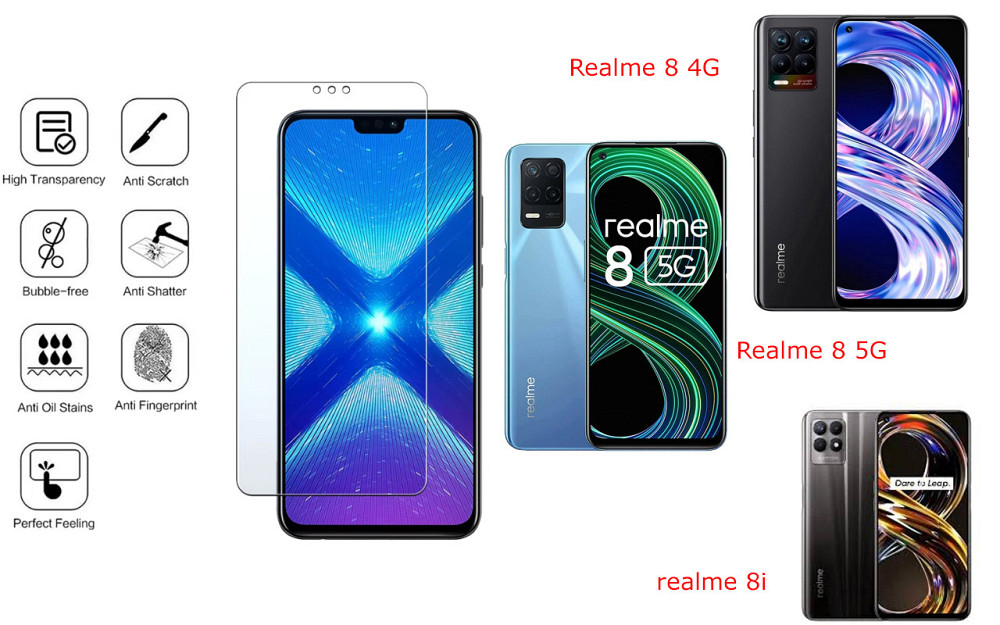 Защитное стекло NeoGlass для Realme 8 4G, Realme 8 5G, realme 8i – ультрапрозрачное и устойчивое Киев - изображение 4