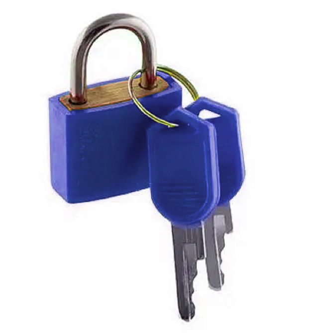 Замок навісний 20 мм з ключем синій Київ - фото 1