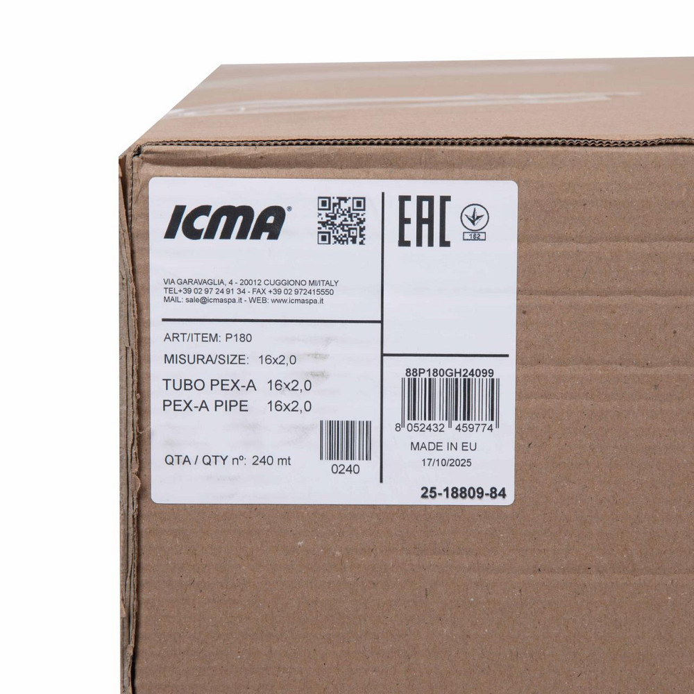 Труба для теплої підлоги Icma NoР180 PEX-A 3 шари, 16×2 мм (240 м) 88P180GH24099 Київ - фото 5