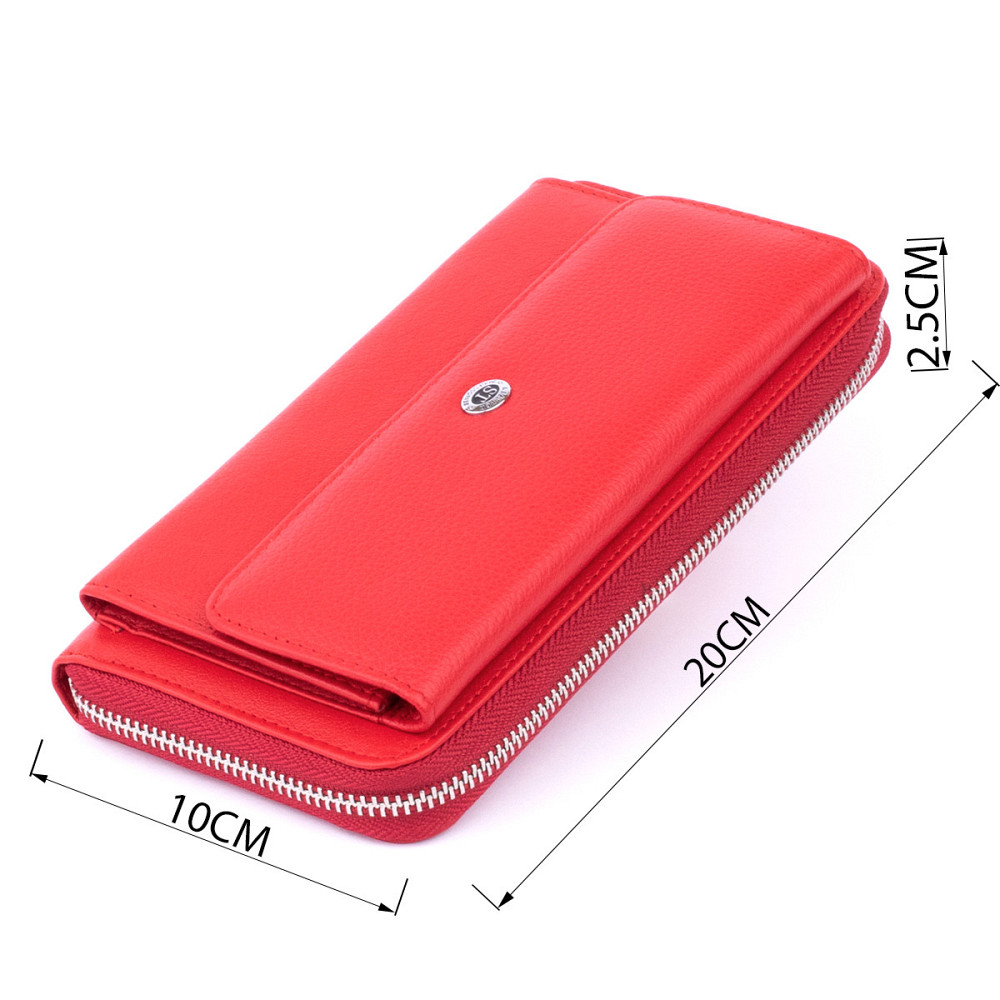 Жіночий шкіряний клатч для карток купюр та телефона ST Leather 19366 Червоний Київ - фото 13