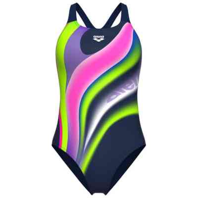 Купальник Arena Water Fluids Swimsuit Swim Pro 008837-570 Темно-синій/Рожевий/Салатовий 42 (3468337533306) Вінниця