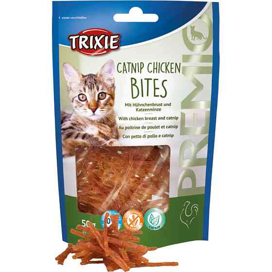 Ласощі Trixie Premio Catnip Chicken Bites для котів шматочки з курячою грудкою і котячою м'ятою 50 г Вінниця
