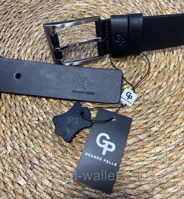 Елітний чоловічий шкіряний ремінь чорного кольору Grande Pelle Rullo 38мм Київ - фото 8