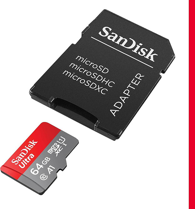 Карта пам'яті SanDisk Ultra SDSQUAB-064G-GN6MA 64GB червоно-сіра microSDXC A1 Class 10 U1 UHS-I до140MB/s з адаптером для Київ - фото 6