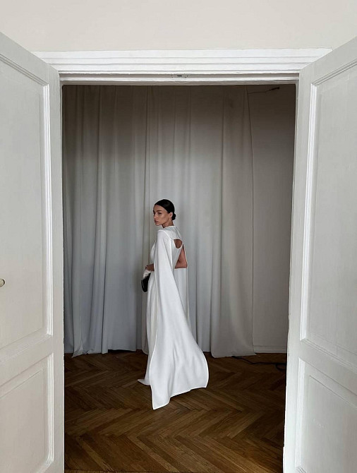 Жіночий елегантний романтичний комплект плаття + накидка костюмка Молочний, 44/46 Одеса - фото 8