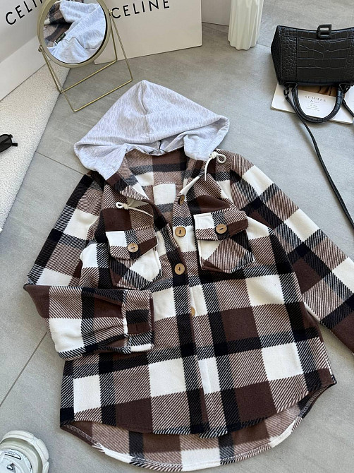 Жіноча тепла оверсайз сорочка з капюшоном турецький двосторонній фліс Полар Шоколад, 42/46 Одеса - фото 1