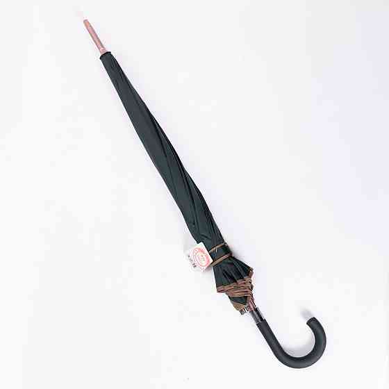 Класична парасолька-тростина з чохлом напівавтомат з поліестеру міцна надійна 12 спиць діаметр 120 см Зелений HP-23-16GR Коломия