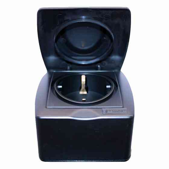 Розетка с заземлением с крышкой 16А, Acura графит Днепр