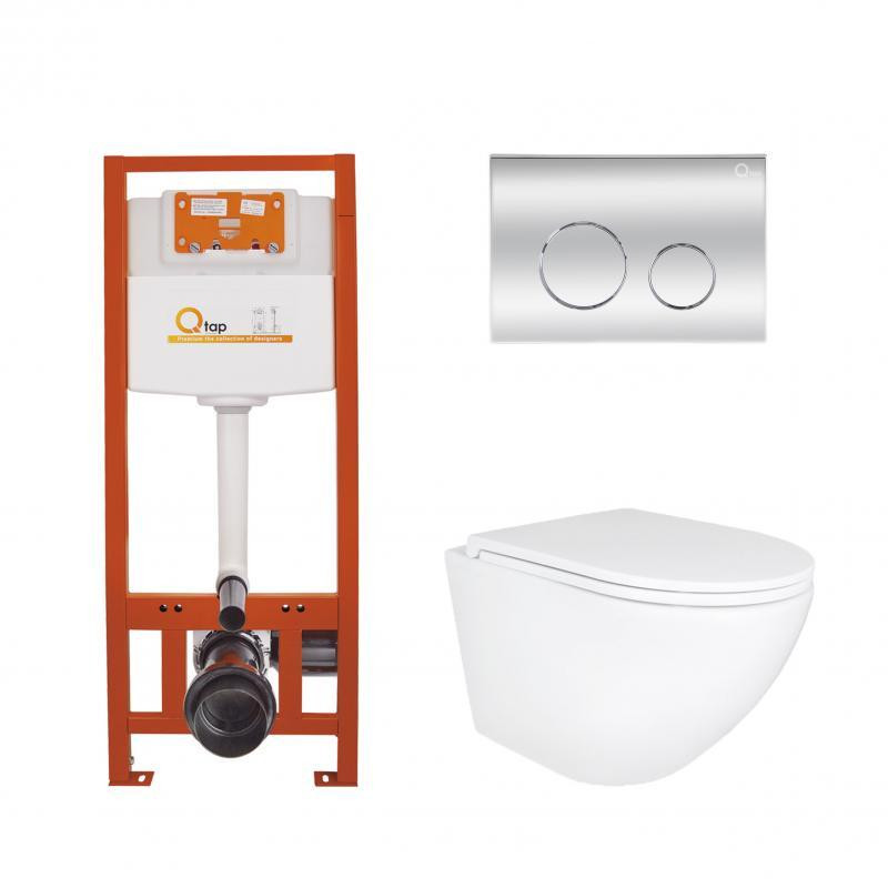 Готове рішення Qtap для ванної кімнати: підвісний унітаз Robin Ultra Quiet 490x365x325 + комплект інсталяції Nest 4 в 1 (кругла Київ - фото 1