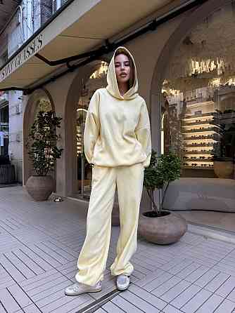 Жіночий стильний теплий костюм двосторонній фліс-полір Лимонний Одеса