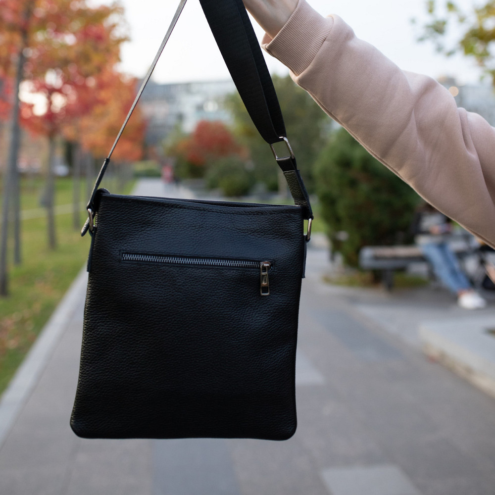 Барсетка через плечо мужская из натуральной кожи молодежная, чернаяMasterSem Киев - изображение 7