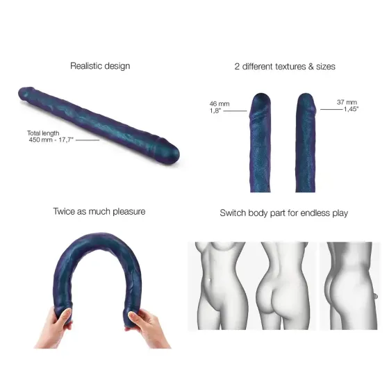Фалоімітатор подвійний Strap-On-Me DOUBLE DONG REALISTIC DILDO - SNAKY METALLIC COLOR Львов
