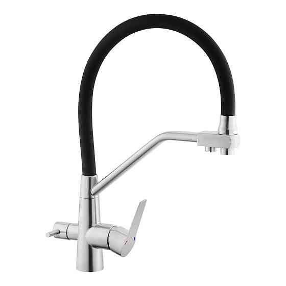 Змішувач для з підключенням до фільтру WEZER INX4A-08B гнучкий вилив, сатин/чорний Київ