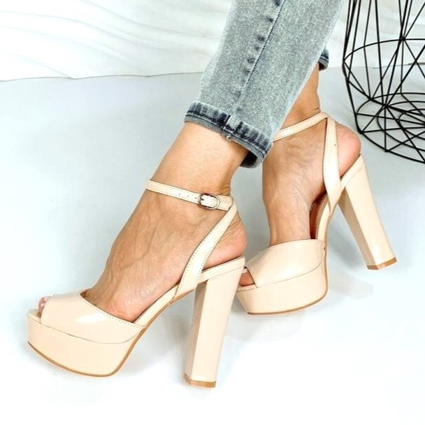 Жіночі Бежеві Босоніжки на Каблуку Лакові Модельні (розміри: 36,37,38,39) - 25 Дніпро - фото 8