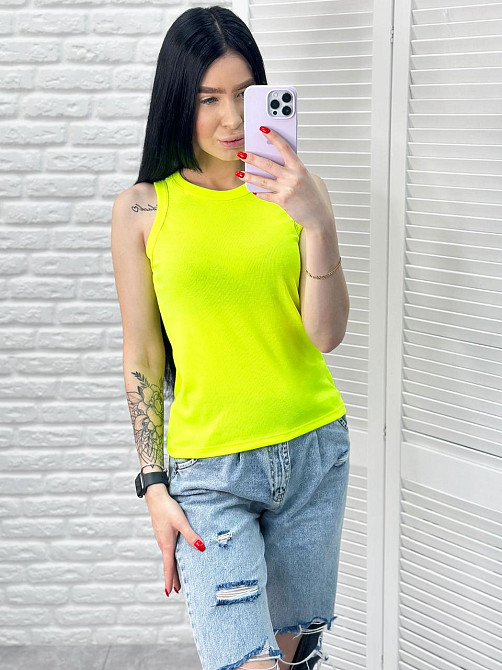 Майка жіноча рубчик Effy 46-48, Лимонний (неон) Київ - фото 2